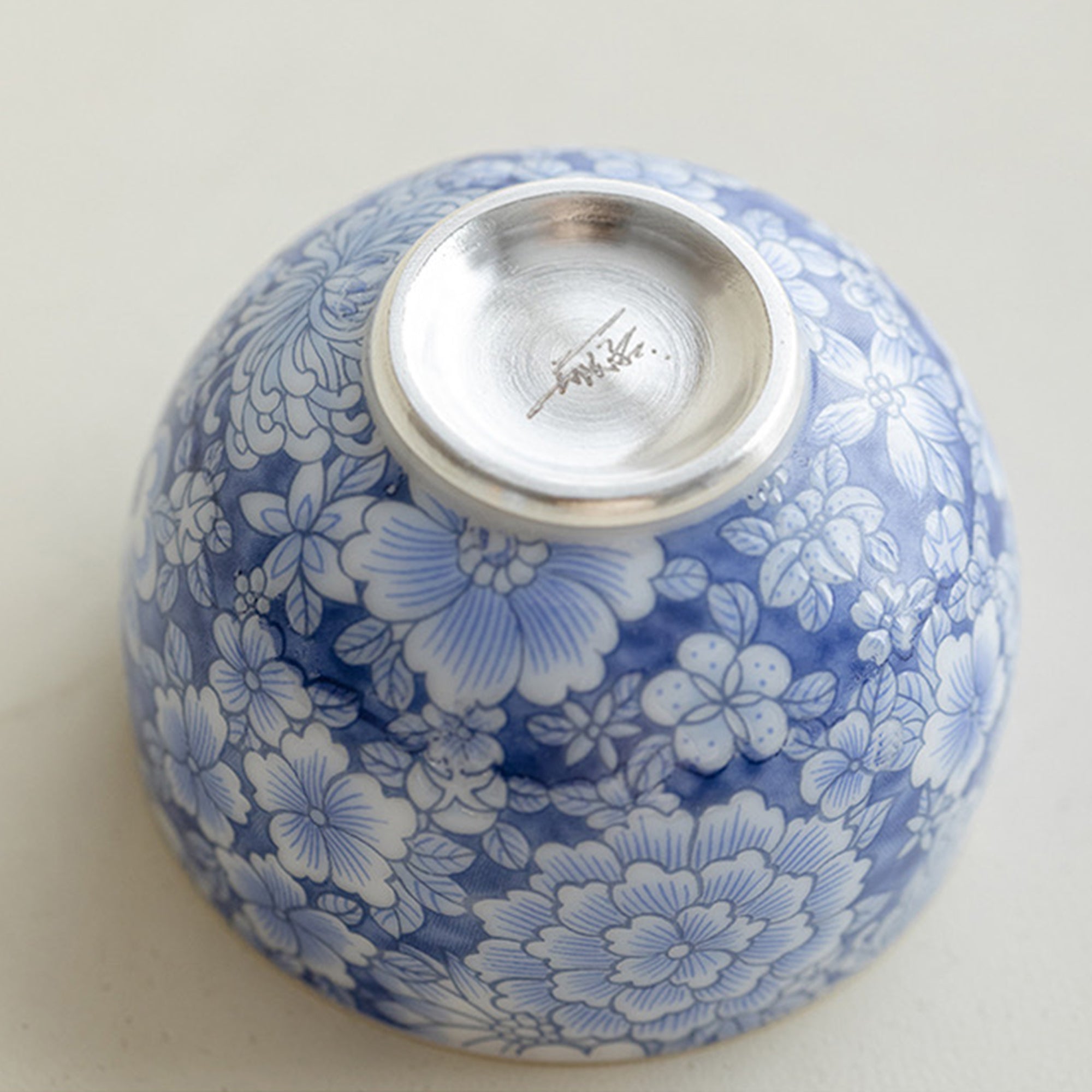 Blue and White Silver-Gilded Tea Set