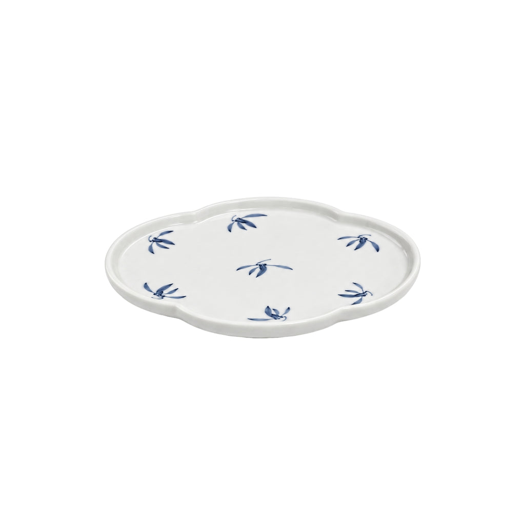 Hand-Painted Autumn Orchid and Crabapple cake Plate