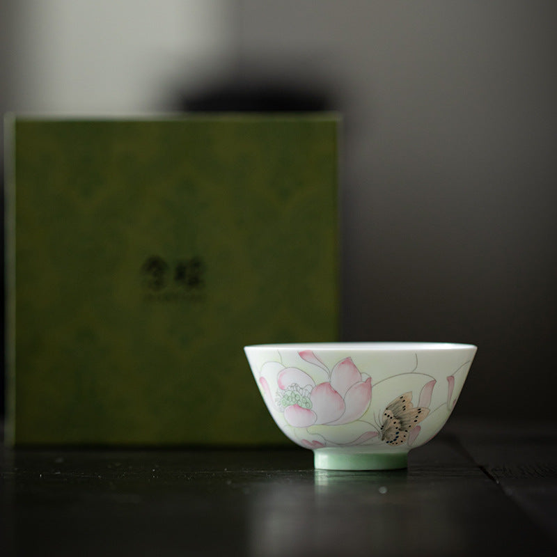Lotus Charm Hand-Painted Porcelain Cup