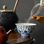 Entwined Lotus Hand Painted Porcelain Tea Cup