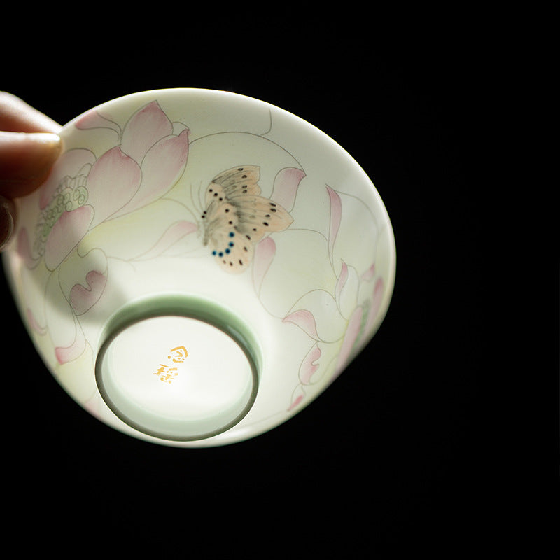 Lotus Charm Hand-Painted Porcelain Cup