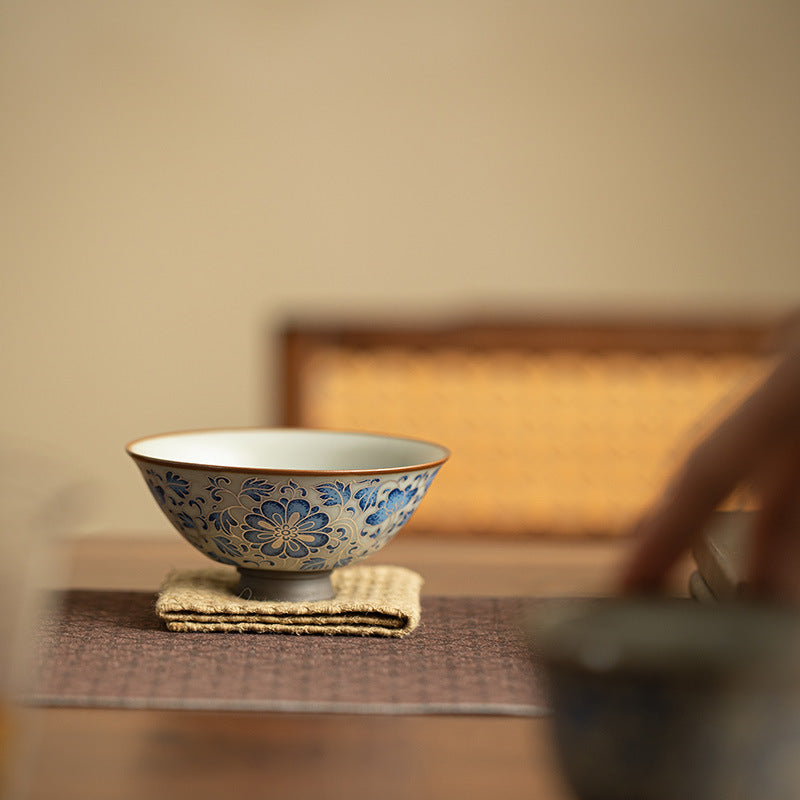 Silver-Thread Lotus Vine Conical Cup