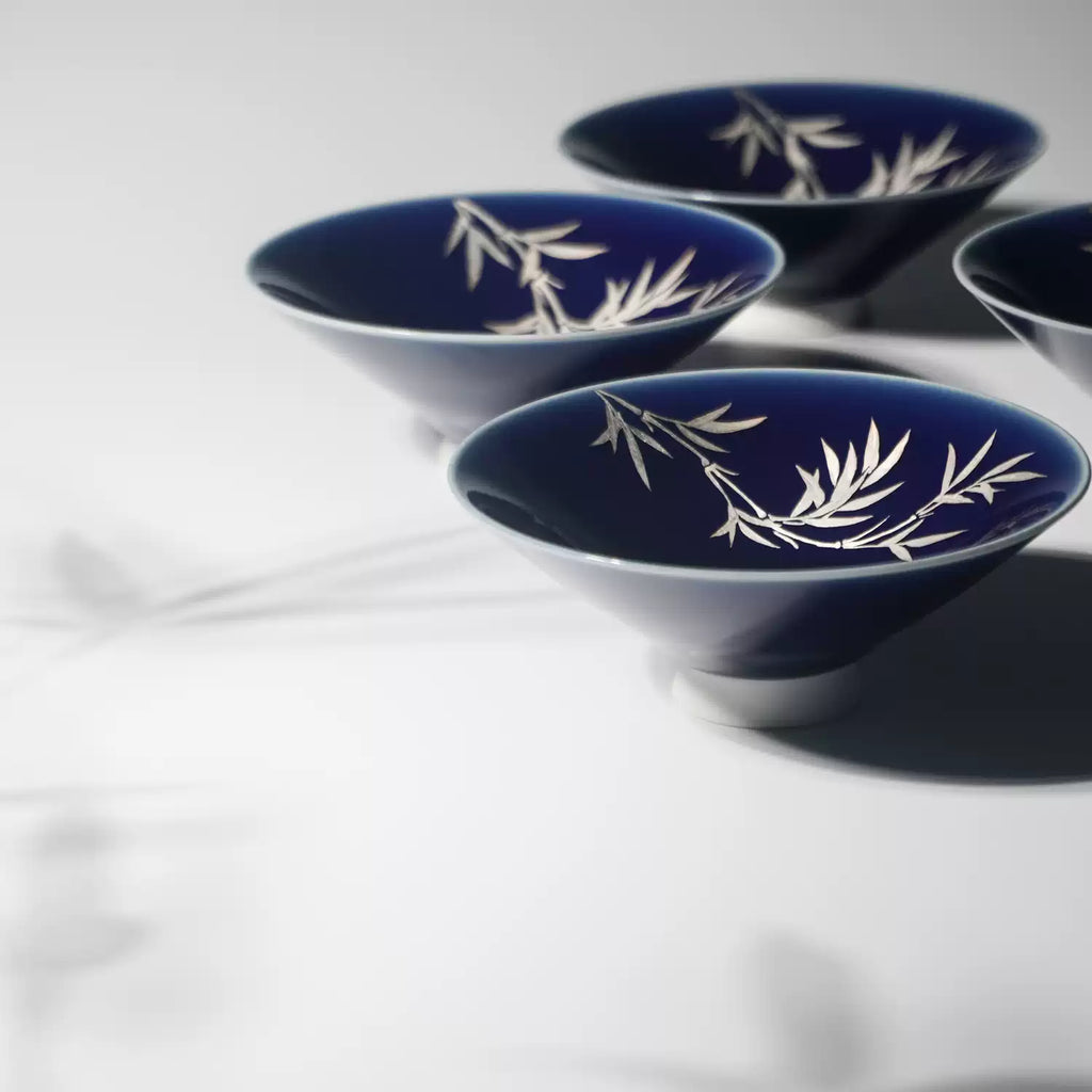 Silver Breeze  Bamboo Hand Painted Conical Cup