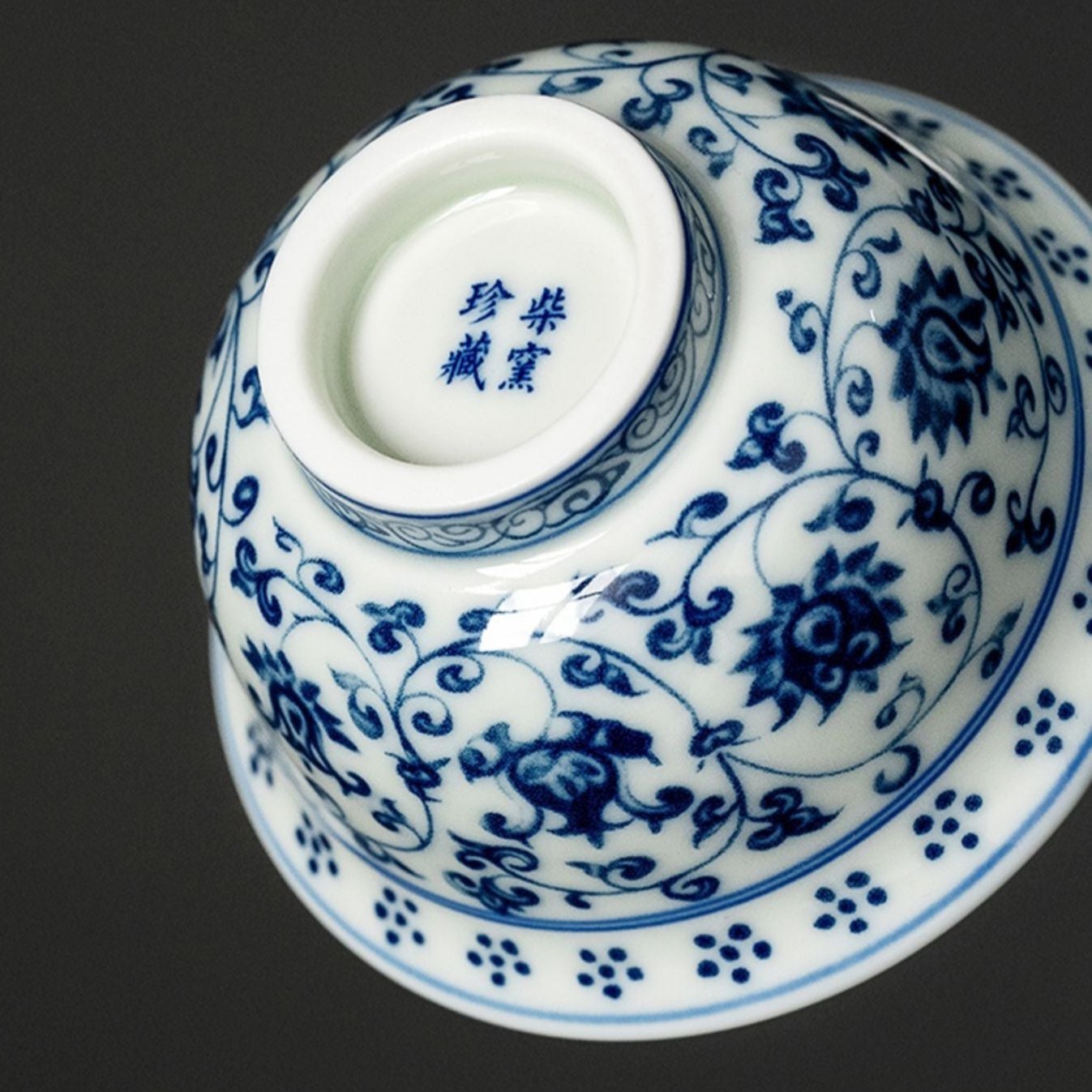 Entwined Lotus Hand Painted Porcelain Tea Cup