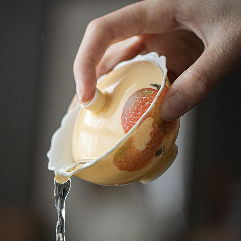 Hand-Painted Lychee Porcelain Tea Cup