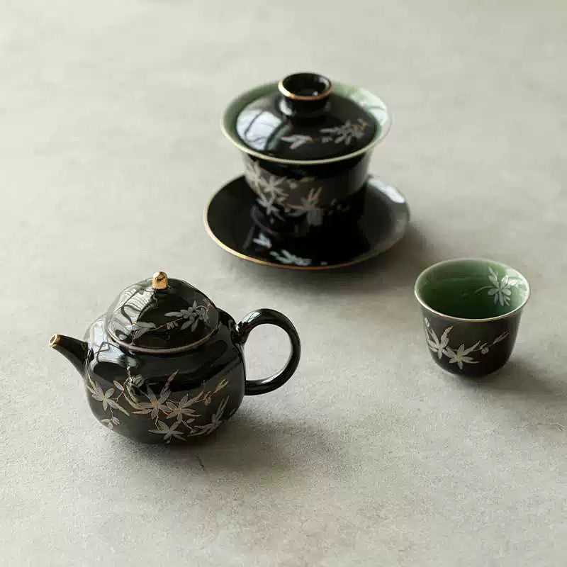 Black Gold Glaze Hand-painted Tea Set