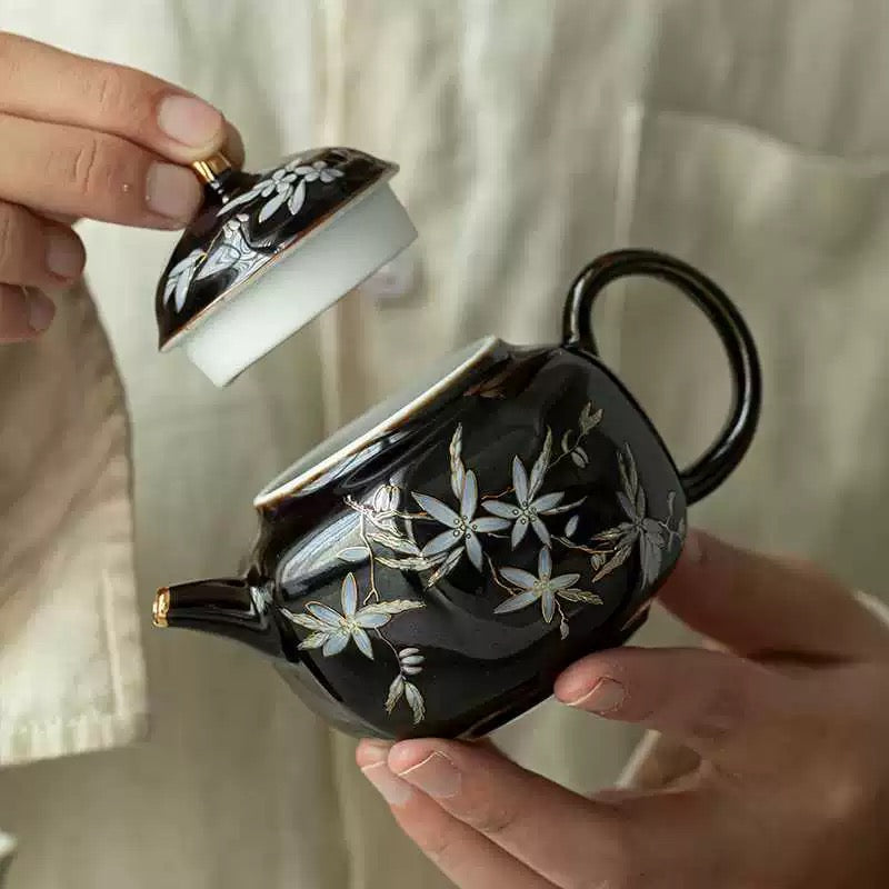 Black Gold Glaze Hand-painted Tea Set