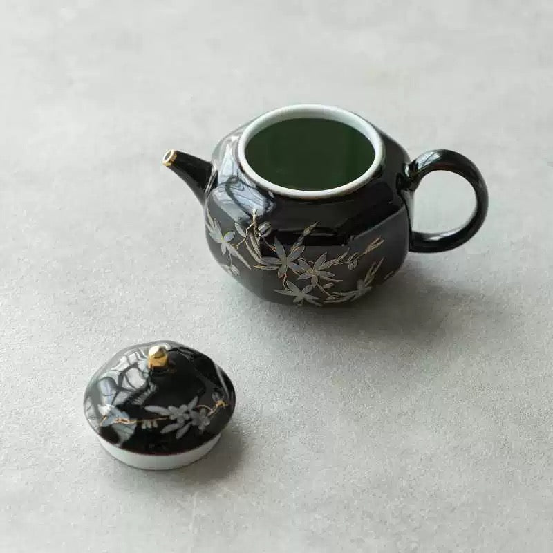 Black Gold Glaze Hand-painted Tea Set