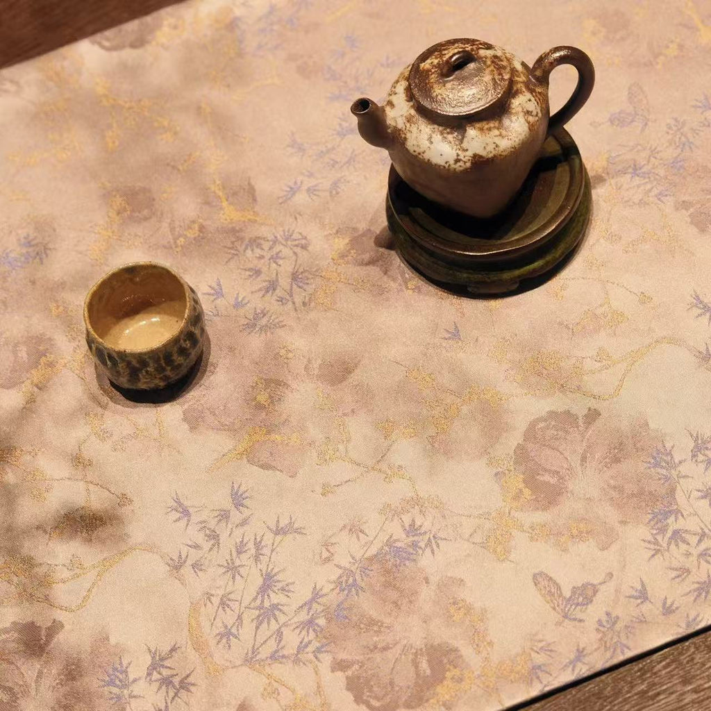 Ink Blossom – Floral Brocade Gongfu Tea Mat