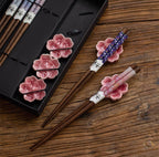 Sakura Blossom 5-Pair Chopstick Set with Ceramic Rests