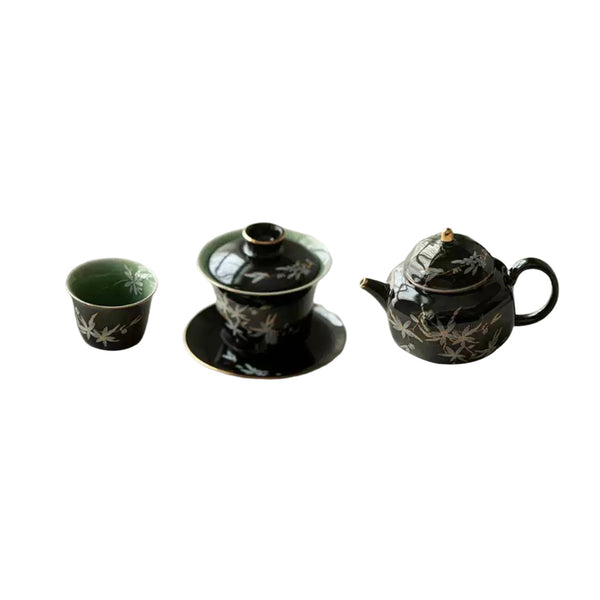 Black Gold Glaze Hand-painted Tea Set