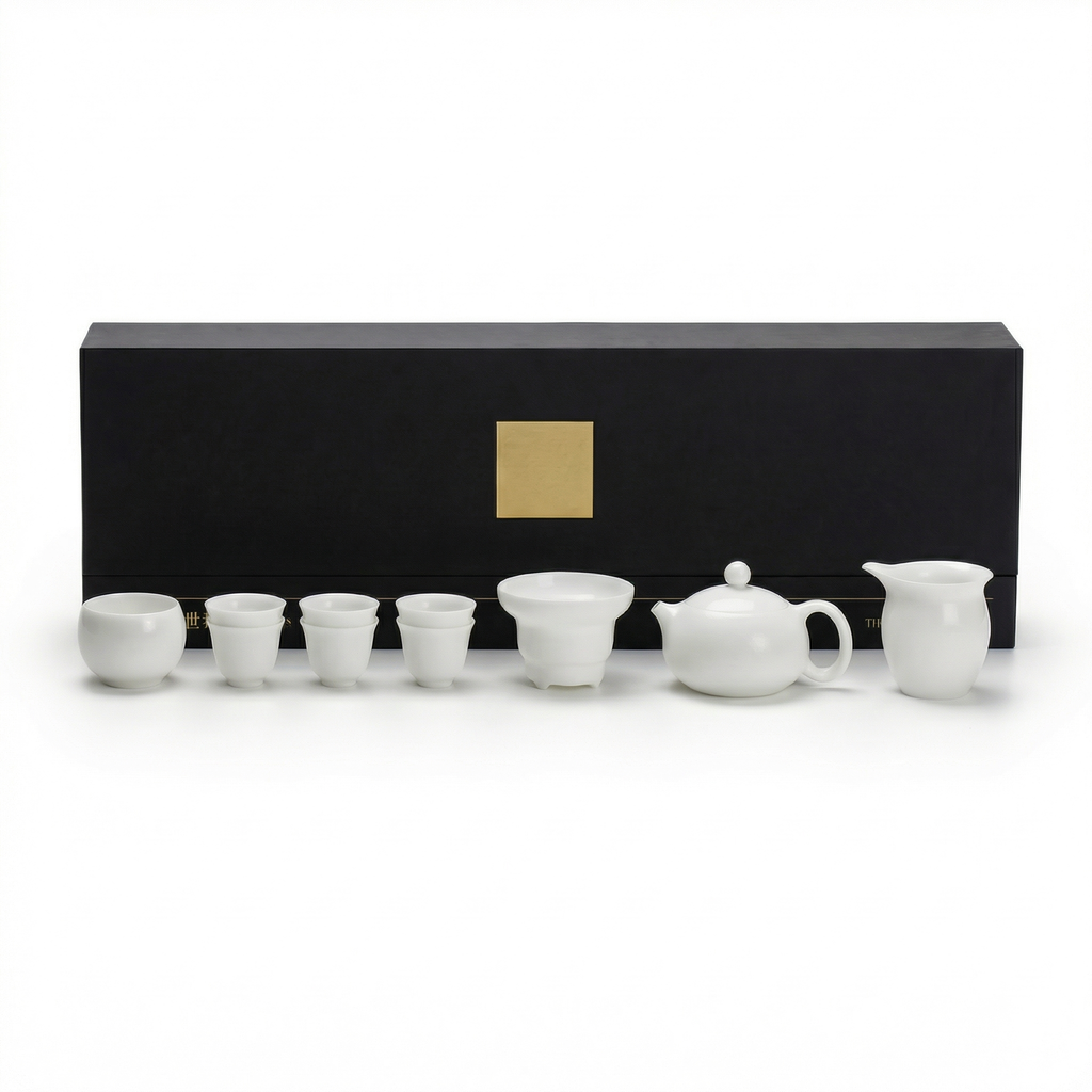 Jade Snow Gongfu Tea Set – 11-Piece White Porcelain Collection