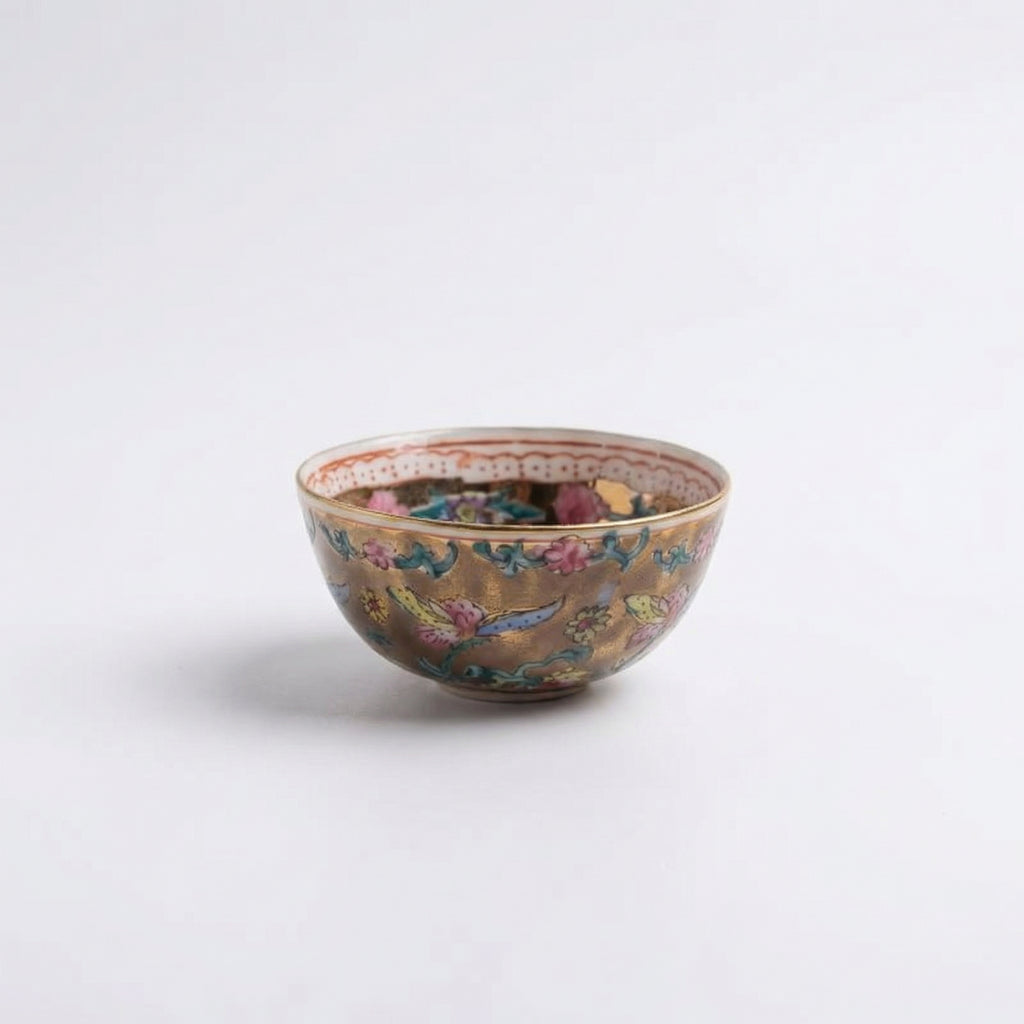 Golden Lotus Enamel Guangcai Hand-painted Tea Bowl
