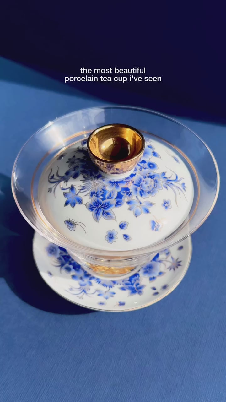 Chinese Tea Cup with Lid - Fong's Golden Traditional Gaiwan